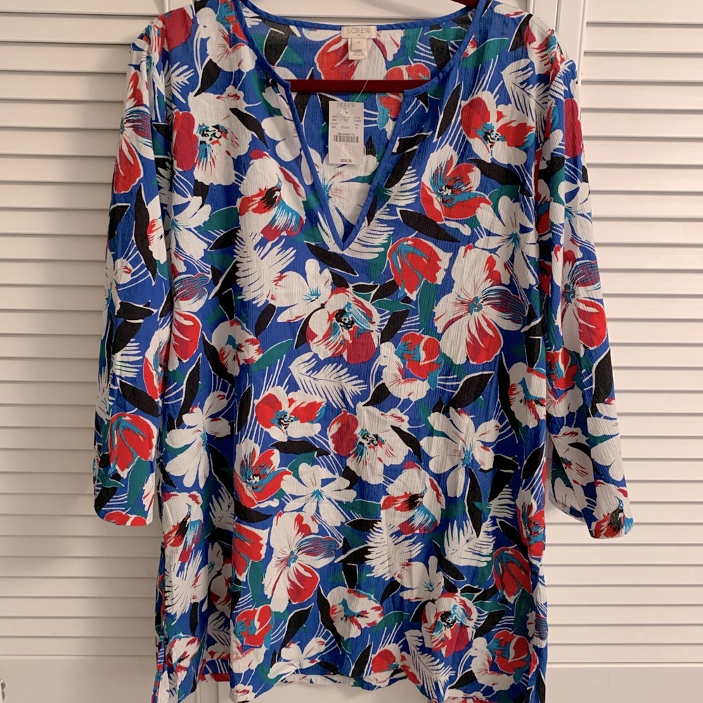 NWT Floral J Crew Tunic / Beach Cover - XL